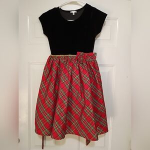 Tahari Black and Red Plaid Kids Formal Dress